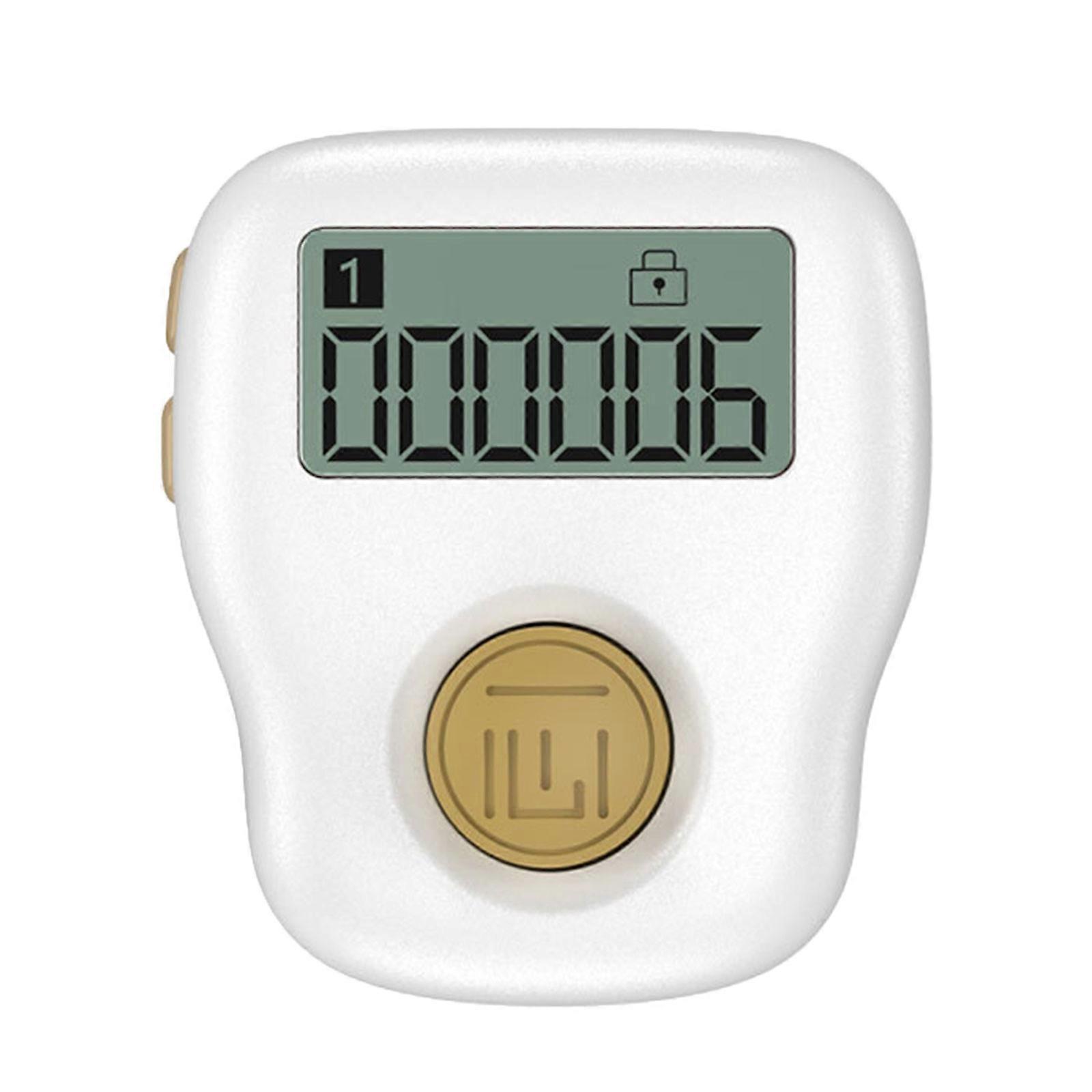 USB Rechargeable Digital Finger Counter Glow in Dark Display Ergonomic Design ABS Material Handheld for Sports Inventory Laboratory Counting  White