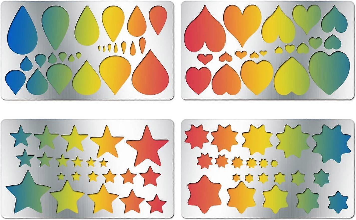 4PCS 4x7 Inch Basic Shape Metal Stencils Heart Star Teardrop Stencil Template for Wood Carving Drawings and Woodburning Engraving and Scrapbooking Pro