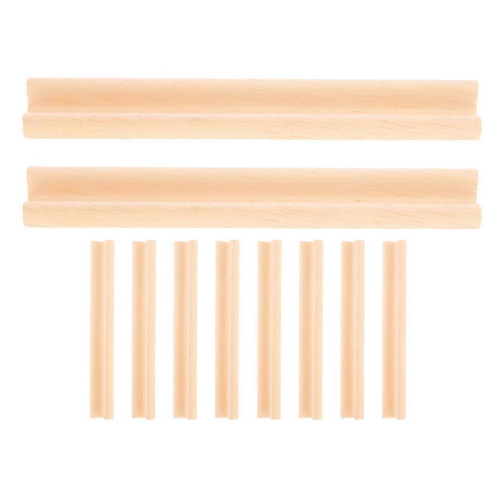 Wooden Domino Tray for Displaying with 10Pcs Domino Racks Beige Durable Set