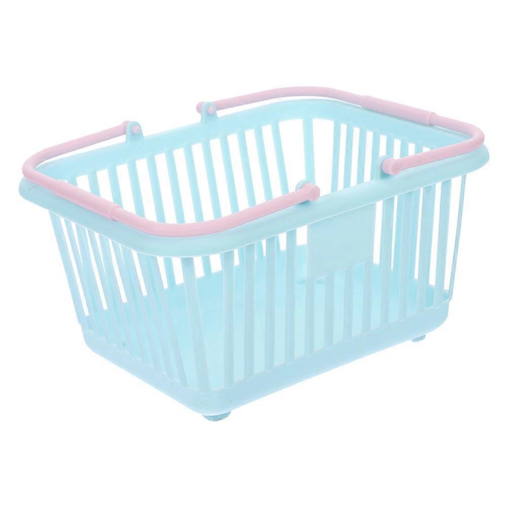Sky-Blue Mini Picnic Basket for Organizing with Handle Plastic Storage Bin