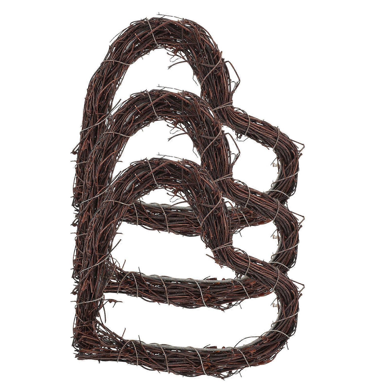 Heart Shaped Wreath Grapevine Wreath Ring for DIY Use 3Pcs Craft Base