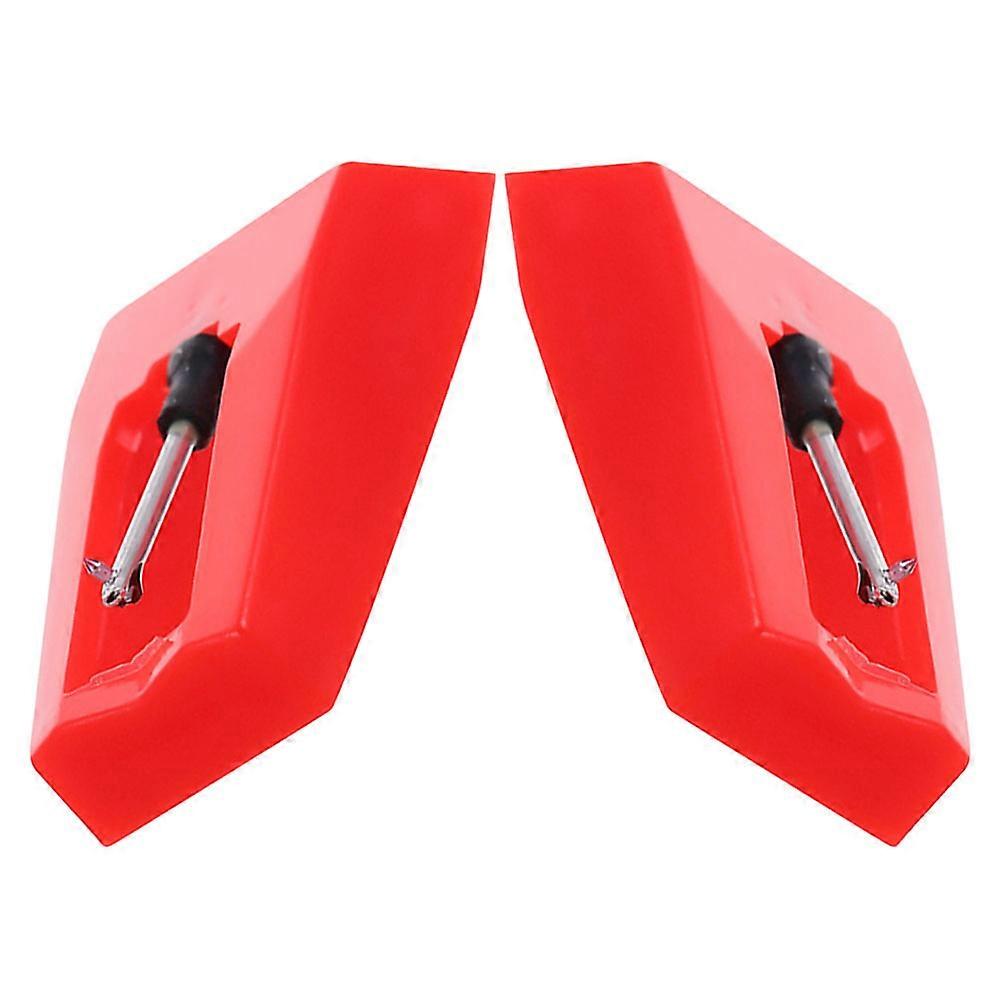 Turntable Needle Replacement Stylus for Record Players 2Pcs Red