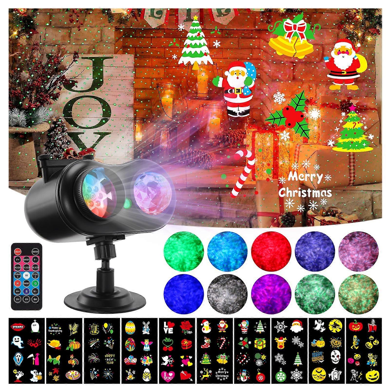 Christmas Halloween Projector Lights 3in1 LED with Ocean Wave Effect 80 Patterns Waterproof