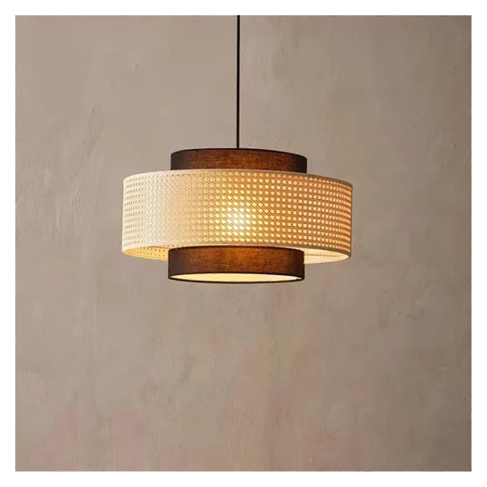 Large Handmade Rattan Pendant Light with Drum Shade, Boho Woven Chandelier for Dining Room 80cm