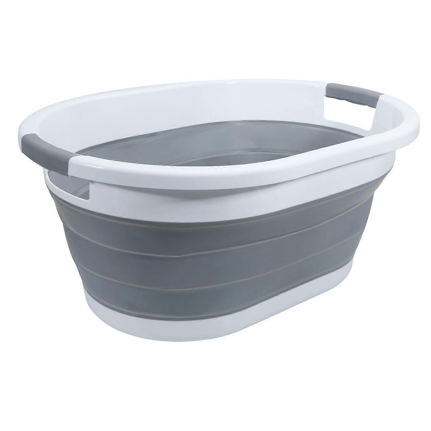 foldable laundry basket made of plastic and silicone - 61.5 x 44 x 27 cm - space-saving with handles - 36L