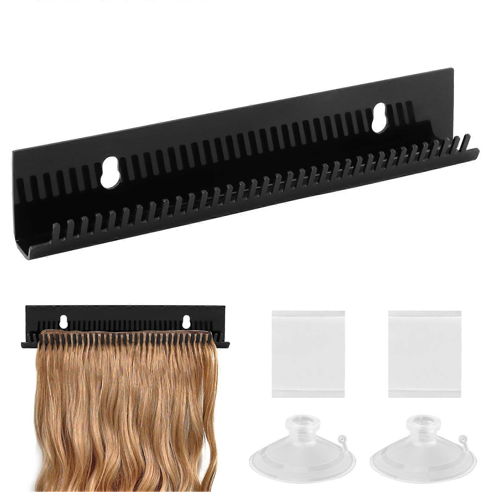 Hair Extension Holder with 2 Suction Cups for Styling, Washing and Display, Black