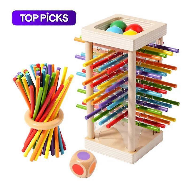 Wooden Stick Game, Colorful Educational Toy for Cognitive Development & Focus Training, Includes Mixed Colors Sticks and Dual-level Puzzle #