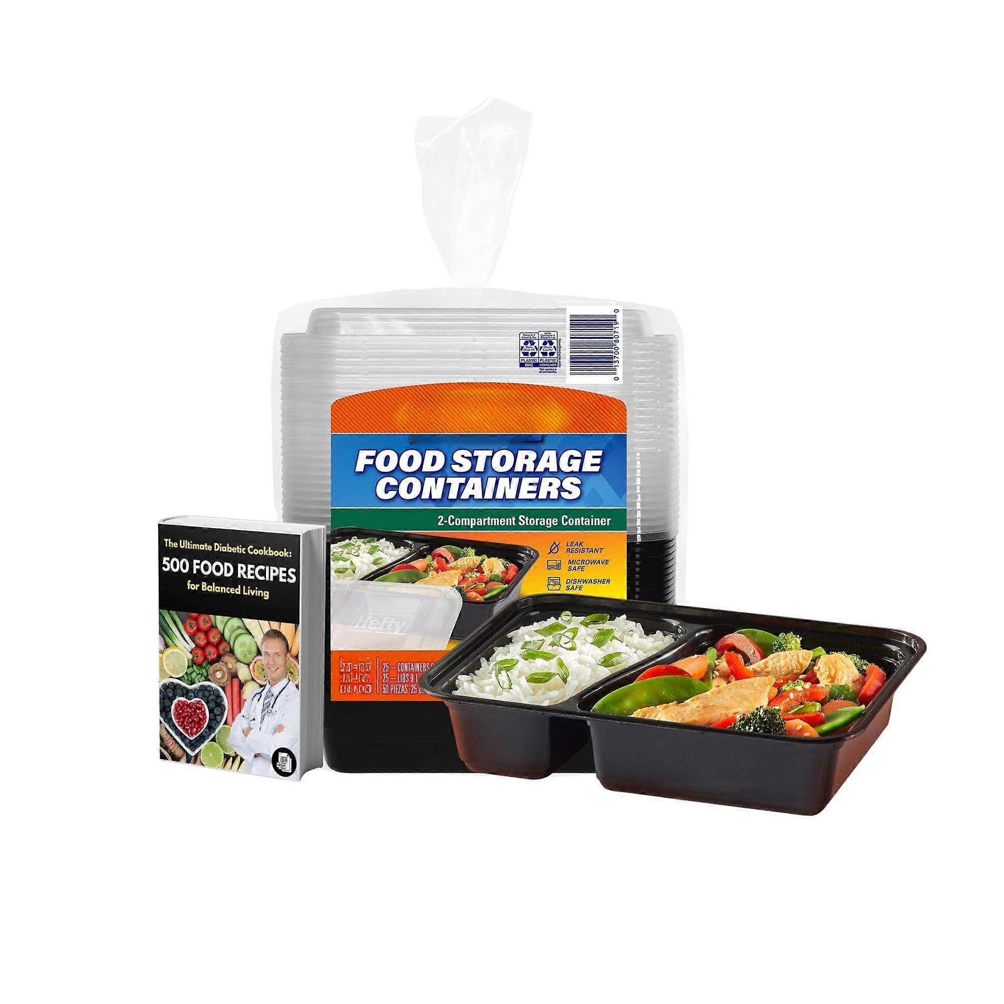 32 oz TwoCompartment Meal Prep Containers with LeakResistant Lids, Microwave Freezer Safe 25Pack