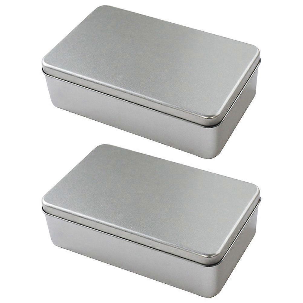 2Pcs Frosted Cover Candy Jars Cookie Storage Boxes Biscuit Tinplate Boxes Silver
