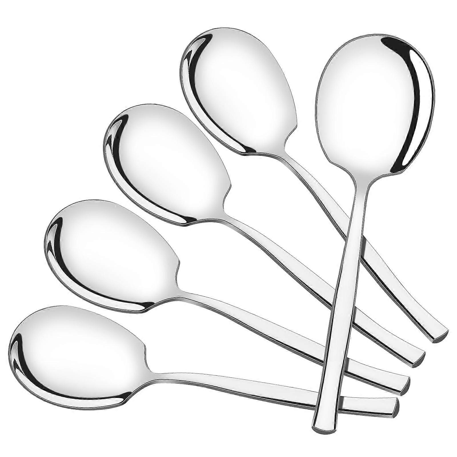 8Piece Large Stainless Steel Buffet Serving Spoons Set with Ergonomic Grip and Mirror Polished Finish