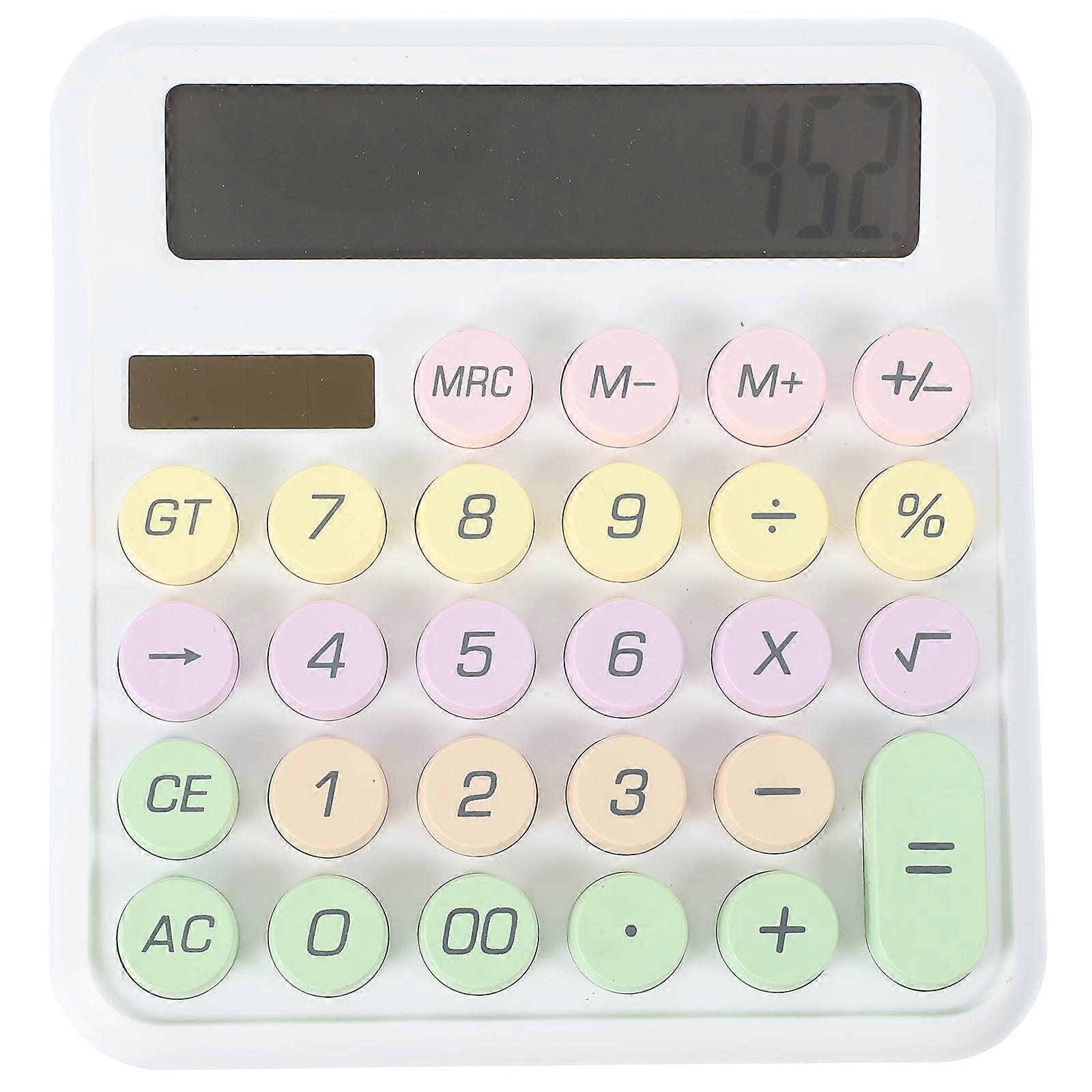 White Mechanical Calculator Small Calculator for Calculating 2Pcs Office Tool