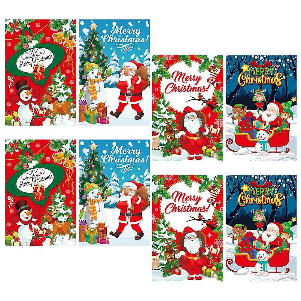 8Pcs Rectangular Christmas Theme Stickers For Cocktail Party Guests Assorted Color Creative Decorative Design
