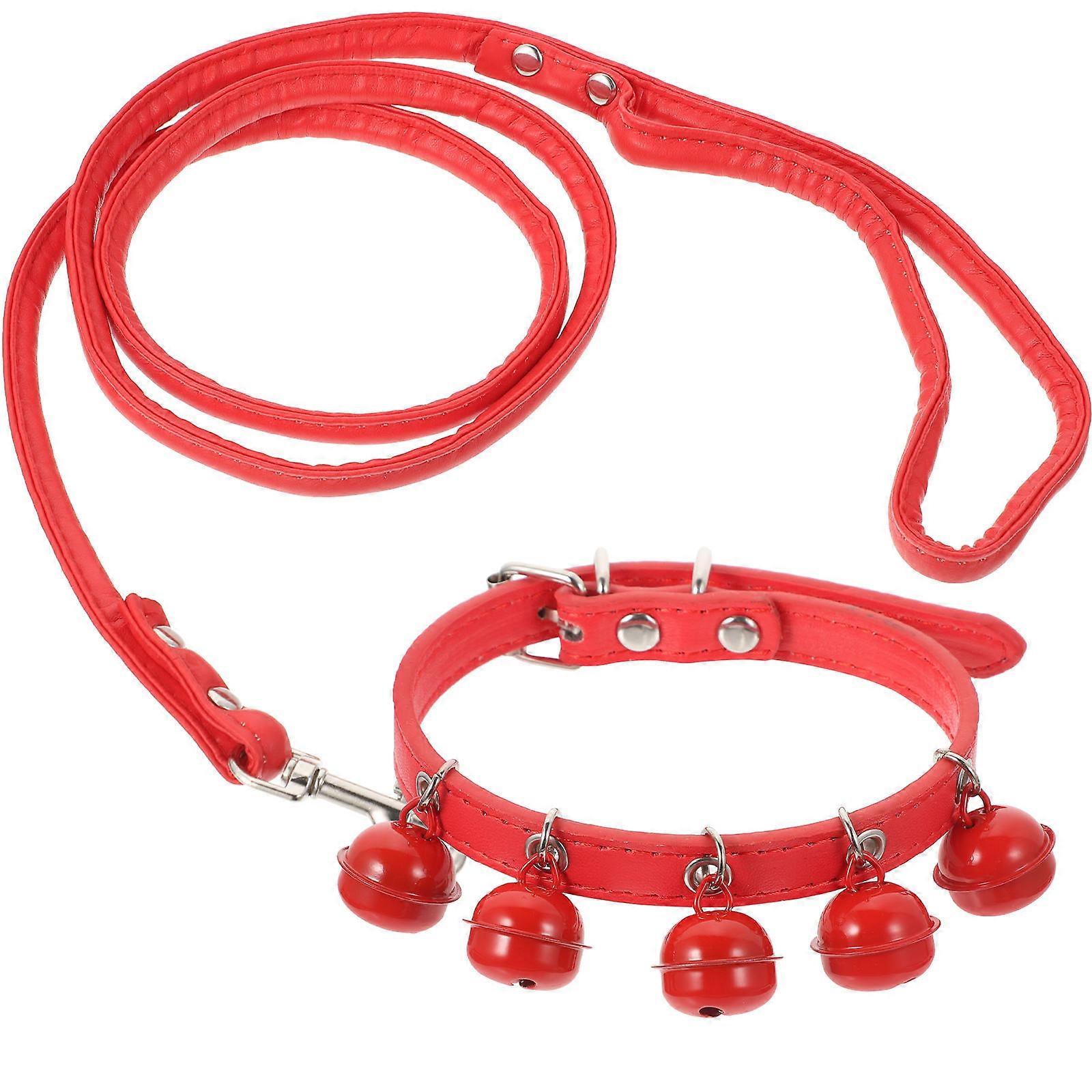 Pet Pulling Rope Collar with Bell for Pets Red for Daily Use