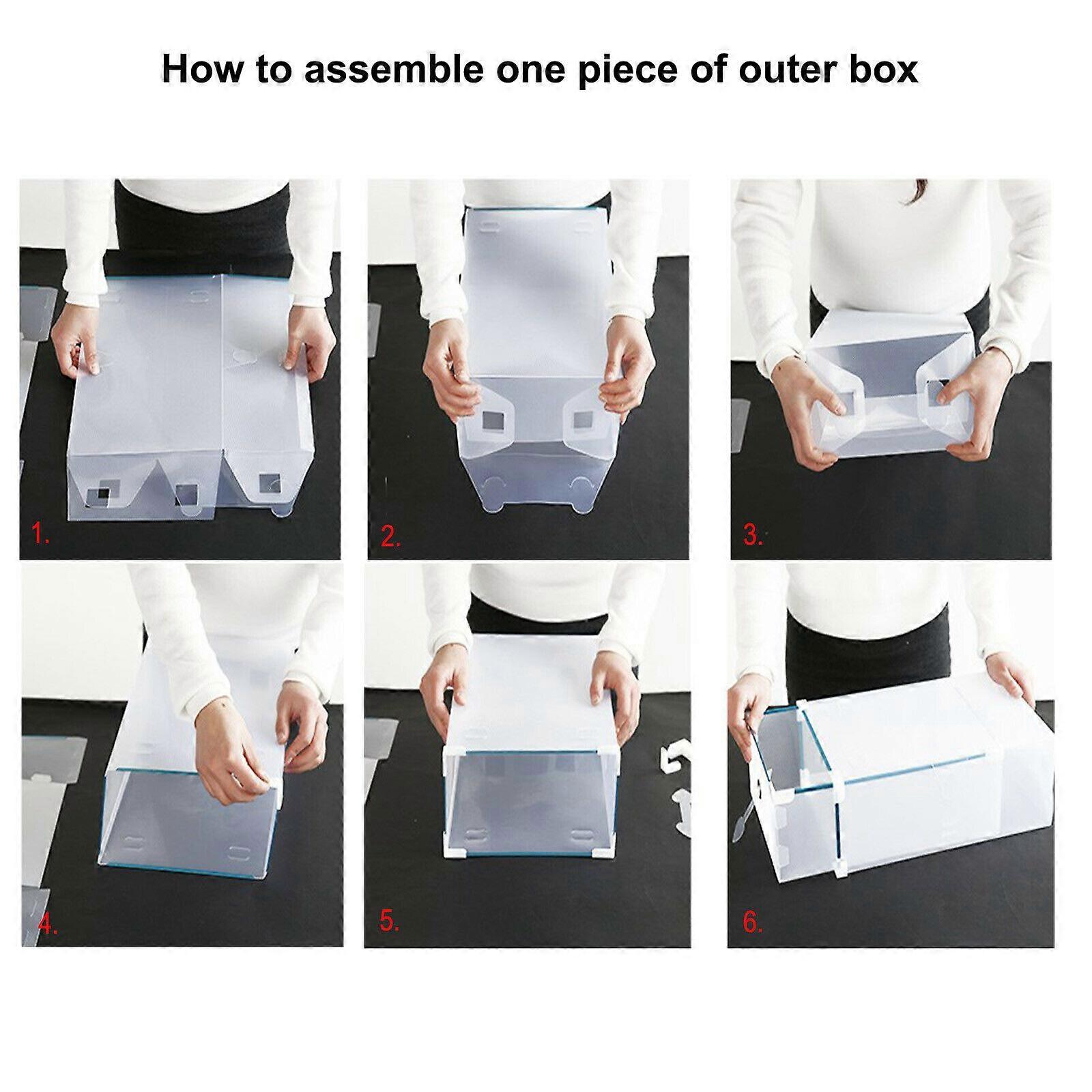 Foldable Plastic Shoe Boxes Dustproof Storage for Women 10Pcs