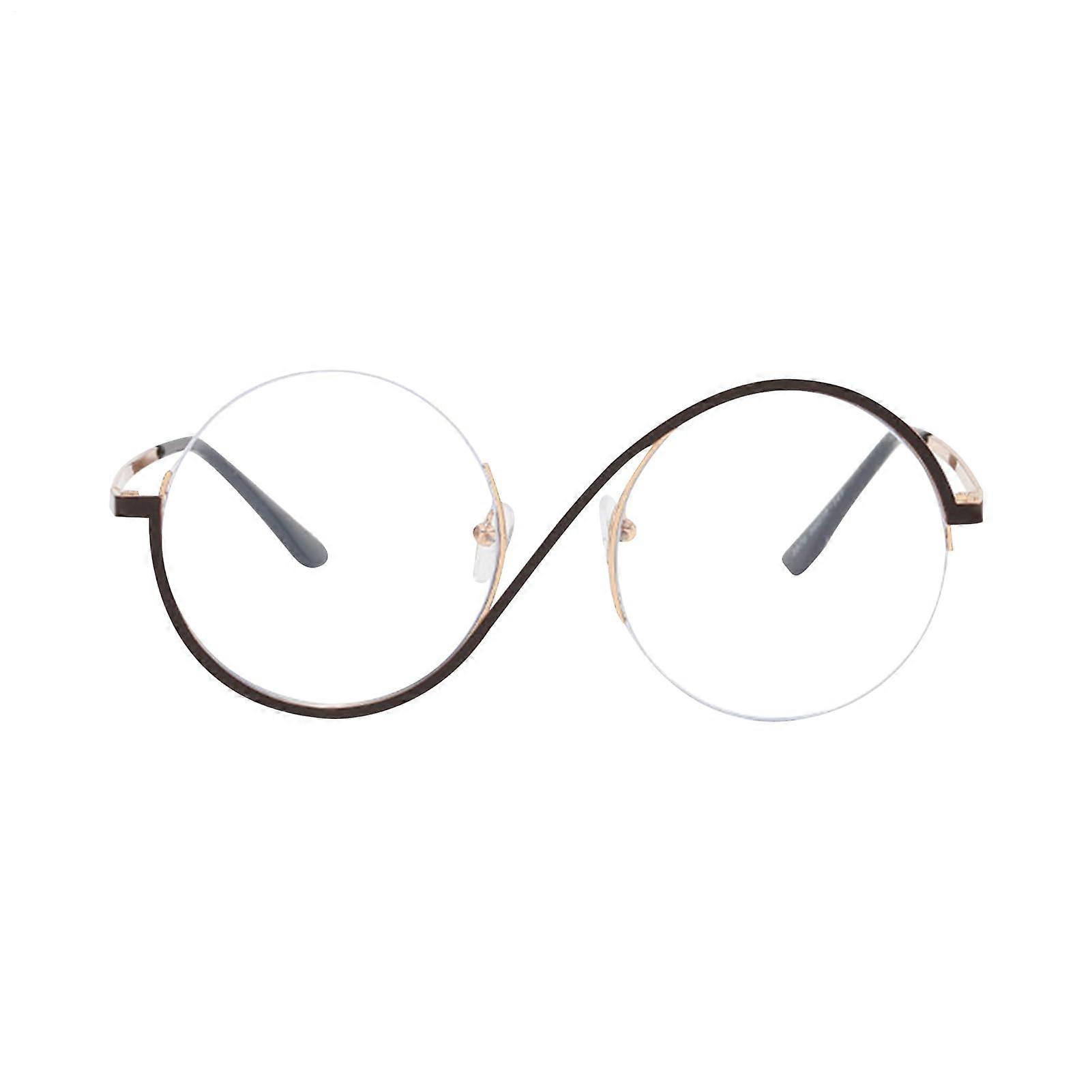 Retro Round Blue Light Blocking Glasses Half Frame Lightweight Eyewear for Reading and Computer