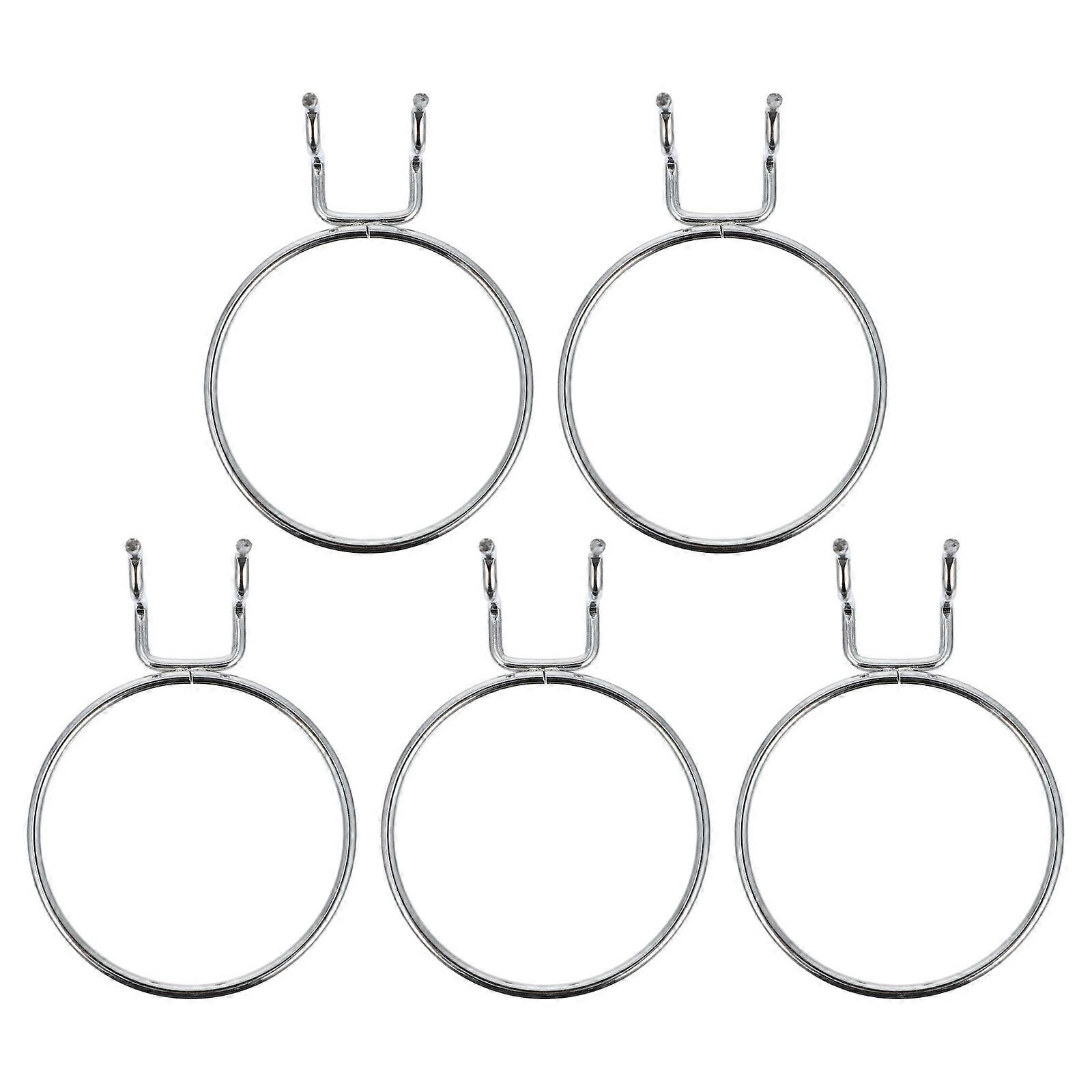 Silver Peg Board Cup Holder for Holding Use Round Hooks 5Pcs Set