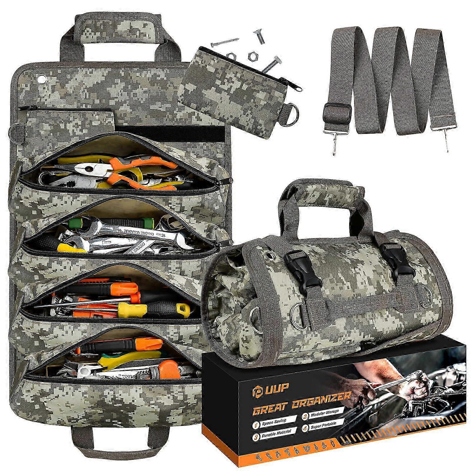 Tool bag rolling, UUP heavy type empty tool storage organization, 2 removable pockets 25-26