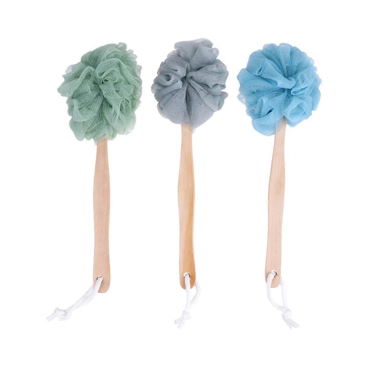 3PCS Long Handle Back Scrubber Shower Brush for Deep Cleansing and Gentle Massage