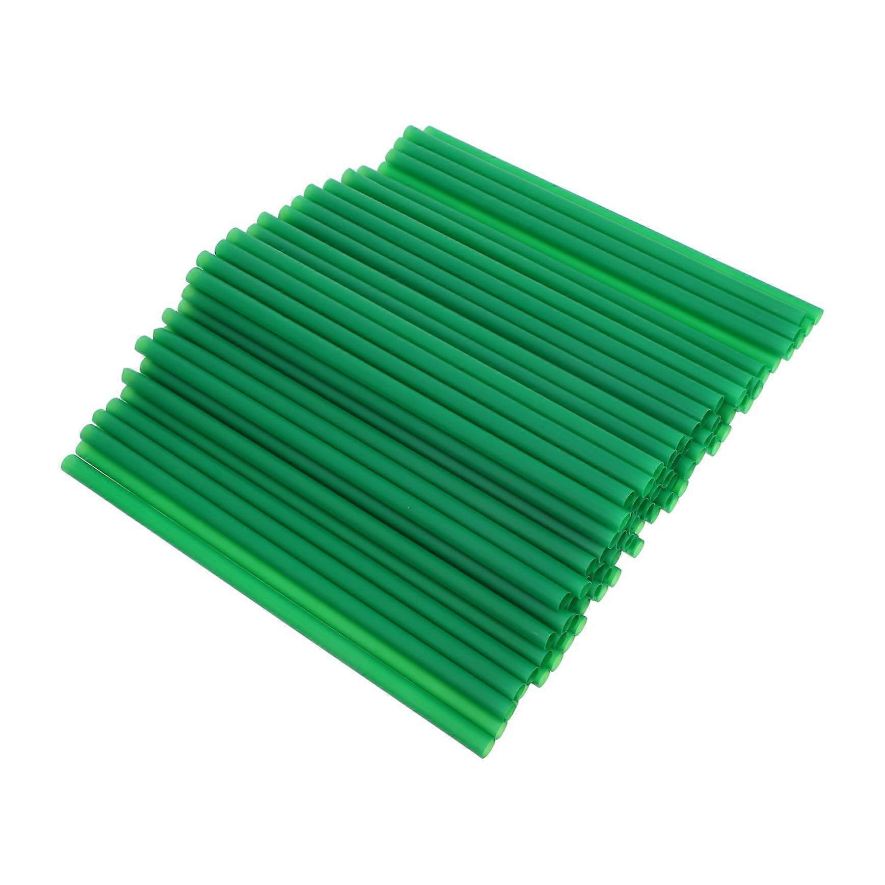 100pcs Thick Plastic Drinking Straws Green Reusable Smoothie Straws Bulk Straight for Parties