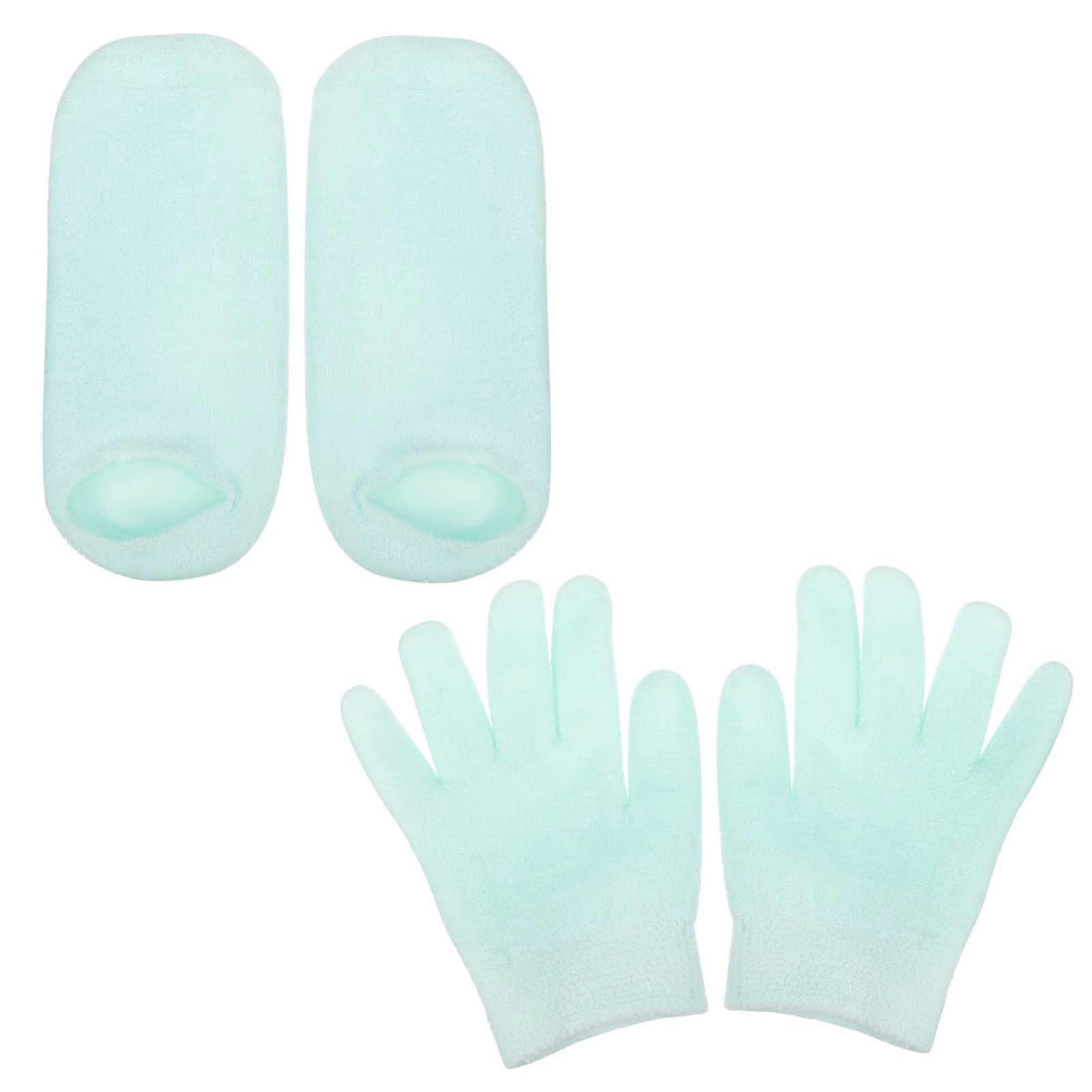 Moisturizing Gloves and Socks Set with Gel Lining for Overnight Deep Hydration and Soft Skin