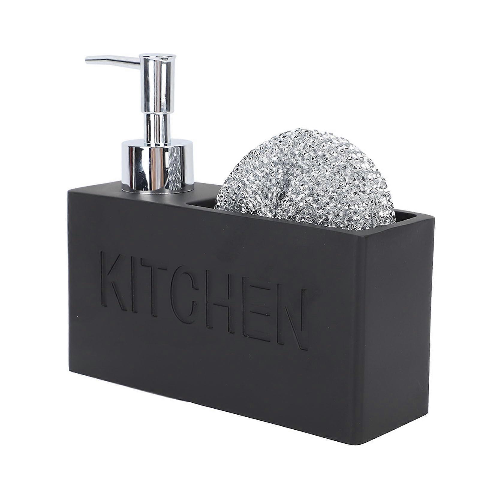 Black Kitchen Soap Dispenser with Cleaning Ball and Storage Case, Easy Push Liquid Hand Pump