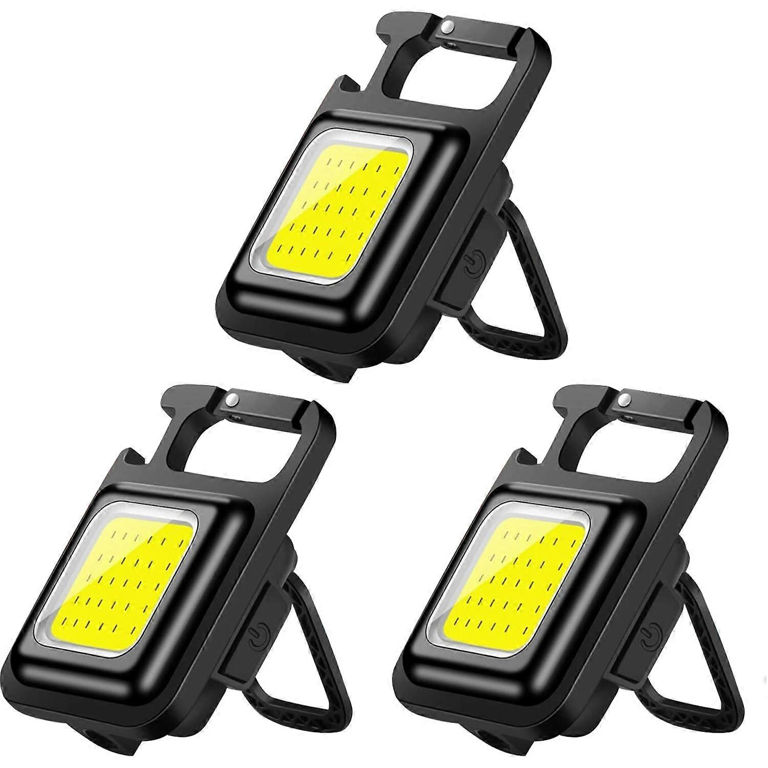 3 Pack LED Keychain Flashlights Rechargeable,  Lumens COB Work Light with Magnet, Pocket Size