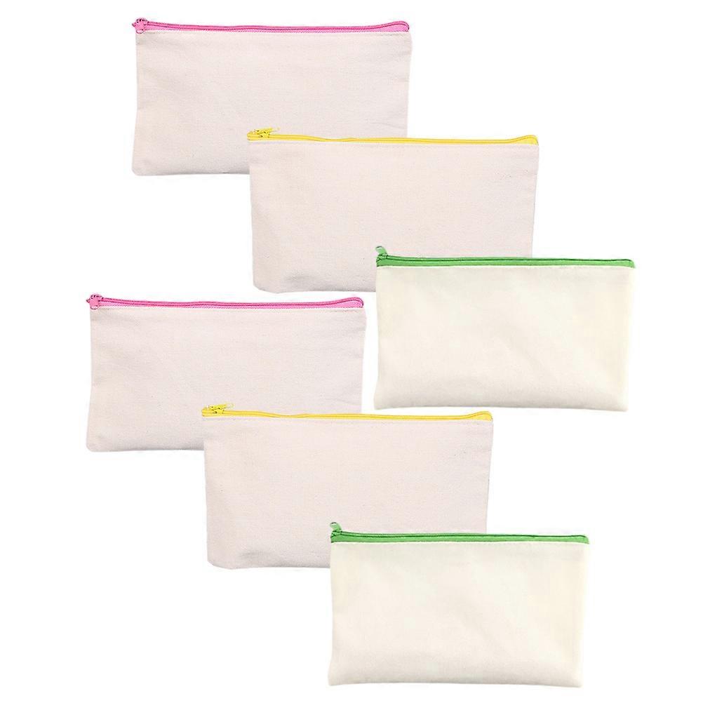 Students Pencil Bag Canvas with Zipper Design for Storage 6Pcs Set
