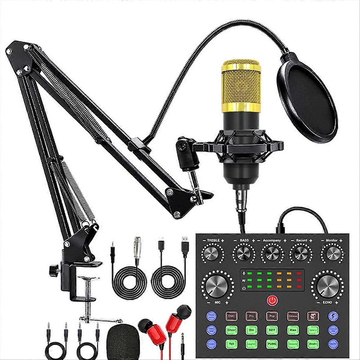 V8S Live Sound Card Podcast Equipment Bundle,with Microphone Set