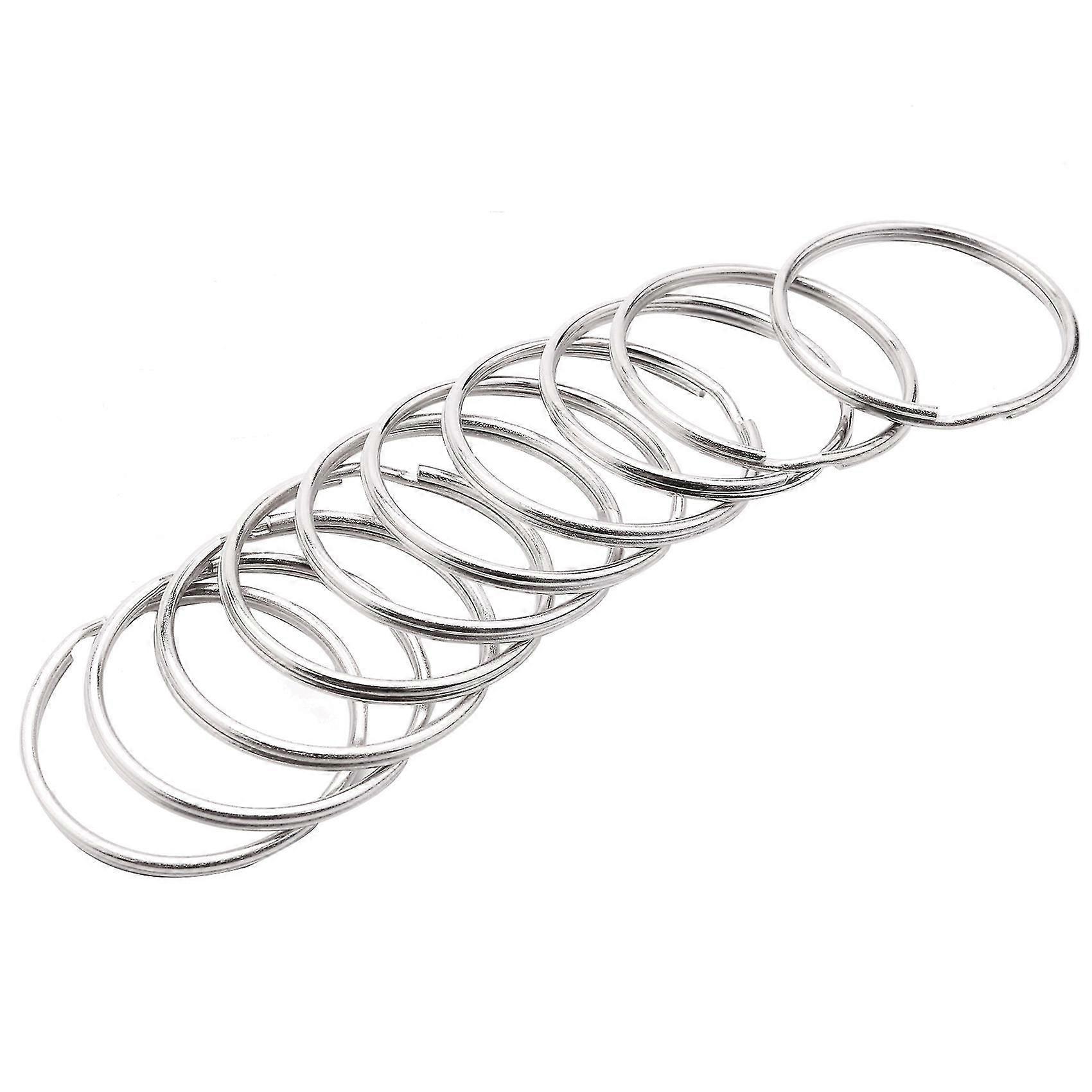 10x 50mm Keyring Split Ring Set Large Nickel Key Loop Sprung Hoop