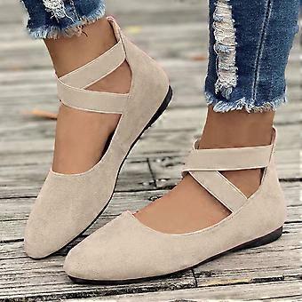 Bailarinas Willtoo para mujer, cómodas, con estribo y punta redonda, color negro. Bailarinas con correa al tobillo para mujer, color beige.