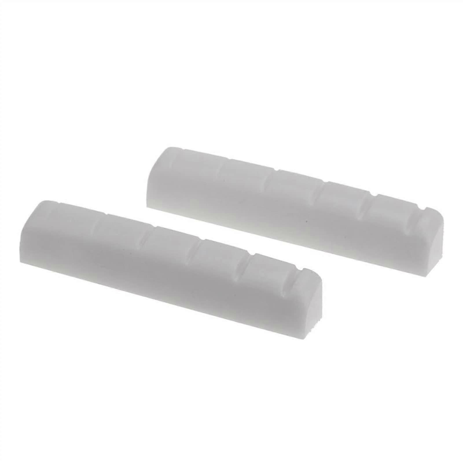 2 Pcs White Plastic Slotted 44mm Electric Guitar Nut Flat Bottom for LP 6String Replacement