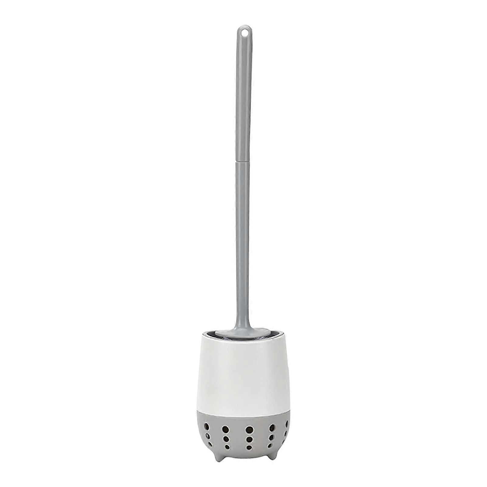 Toilet Brush with Replaceable Head and Quick Draining WallMount Holder for Bathroom (Gray)