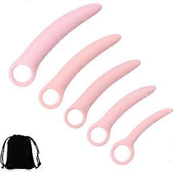 Set di 5 dilatatori per i muscoli del pavimento pelvico in silicone morbido con progressione graduale e borsa per il trasporto.