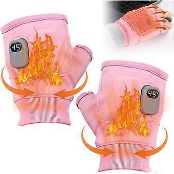 Draagbare handwarmers met digitaal display, slimme thermostatische verwarmde vingerloze handschoenen (2025 upgrade), oplaadbare verwarmingshandschoenen voor vrouwen