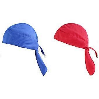 2 unidades de lenço de cabeça de secagem rápida, boné de ciclismo puro, bandana de verão para homens, lenço de cabeça para corrida e ciclismo, chapéu de pirata, azul e vermelho LBL