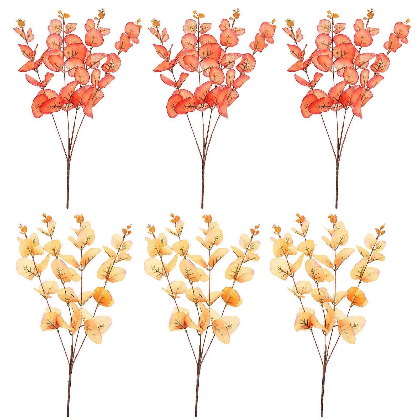 Artificial Eucalyptus Branch Stems for Decor 6Pcs Assorted Color Material