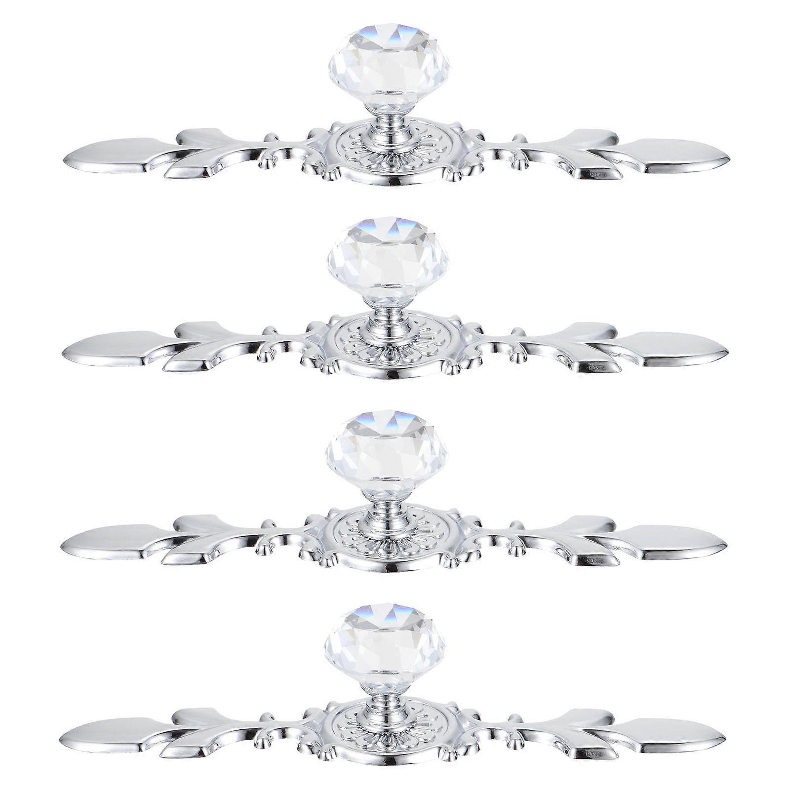4Pcs Crystal Door Knobs Durable Wardrobe Doorknob Useful Cupboard Handle