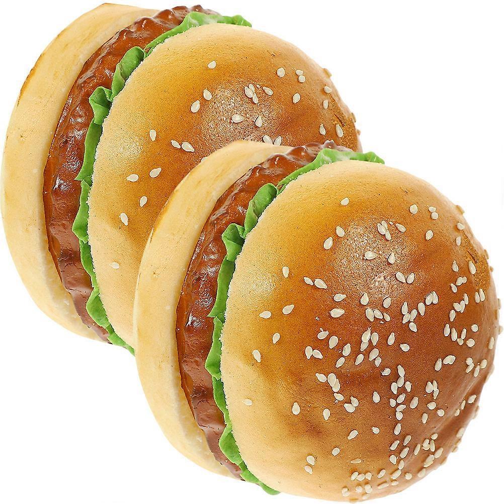 2pcs Simulation Fake Burger Model Artificial Burger Model for Display Artificial Bread Model