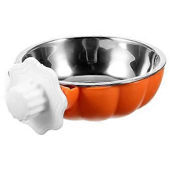 Abnehmbarer Edelstahl-Hundenapf für Futterkäfige, 2-in-1-Funktion (Futter und Wasser), tragbar und leicht zu reinigen, orange, 13 x 11 x 3,5 cm