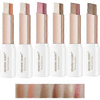 6 Pcs Double Colors Eyeshadow Stick Rotating Upgraded Glitter Gradient Eyeshadow Stick Long Lasting Waterproof Shimmer Cream Eyeshadow Stick Set