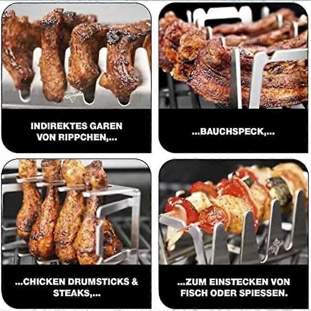 Rustfrit stål bbq kødholder grill rack stativ