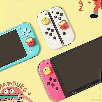Silikon tommelgrephetter for hamburgere og pommes frites til Switch/OLED/Switch Lite, myke joystickdeksler, 4 stk.