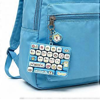 Kawaii Cartoon 26 Grid Keyboard Fidget Keychain, Soft Silicone Press Toy with Mechanical Typing Feel, Portable Stress Reducer Backpack Hanging Pendant