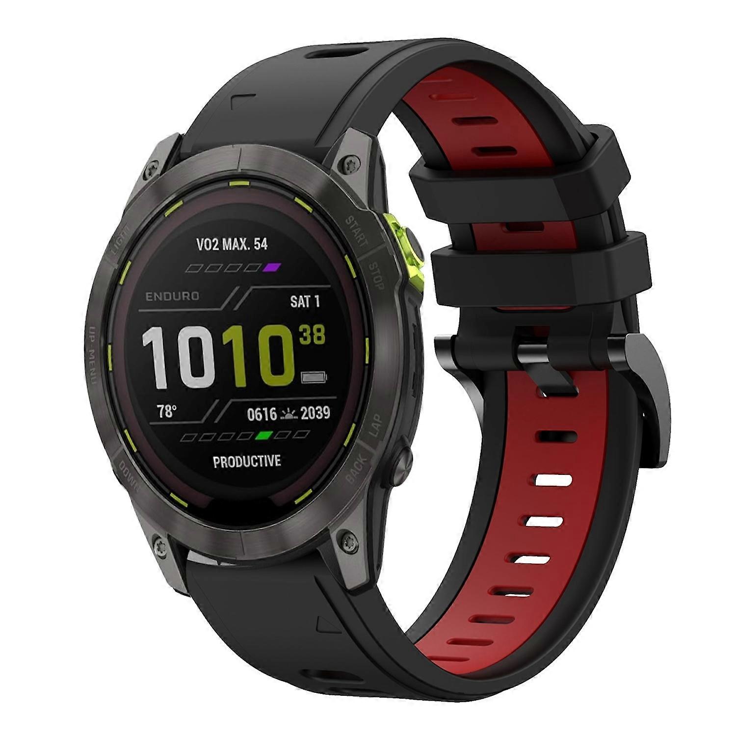 For Garmin Enduro 3 Two-tone Sport Silicone Wristband 26mm Black / Red