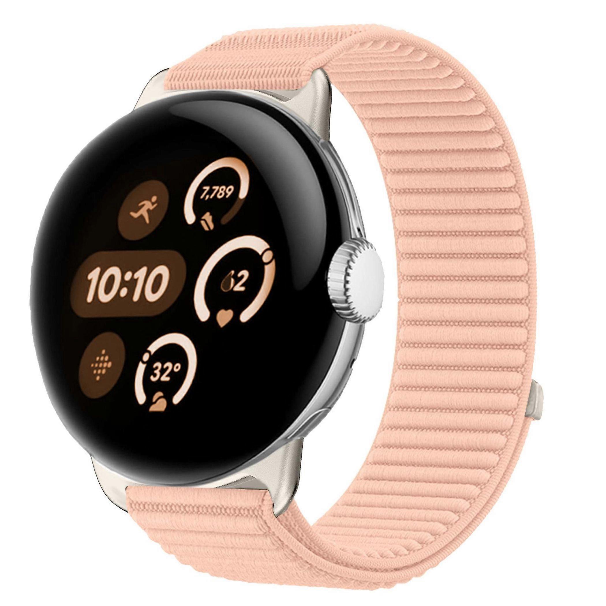 Nylon wristband for Google Pixel Watch 4 / 3 45mm with Velcro closure, pink