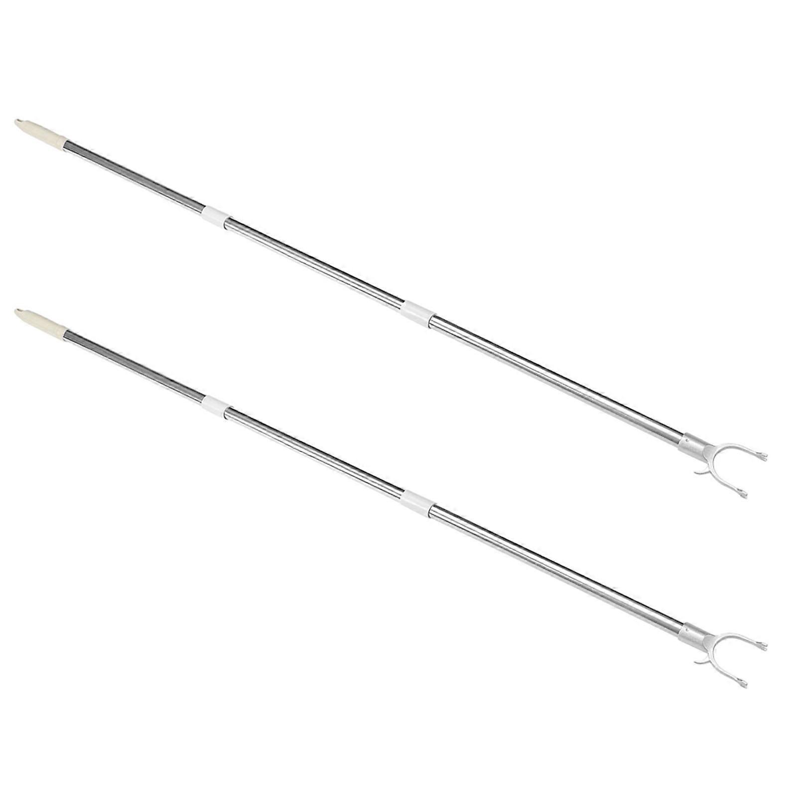 2pcs Splicable Clothesline Rod Clothes Reaching Rods Adjustable Reaching Pole