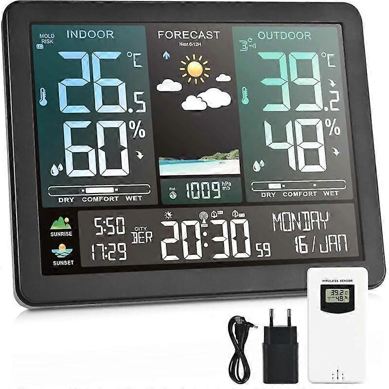 Weather station. Professional multifunction electronic clock. Temperature. Humidity. Barometer. Itching. Phase