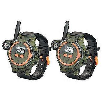 060 2 stuks Kids Mini Walkie Talkie Horloge Handsfree Pratende Zaklamp Kompas Oplaadbare Interphone
