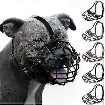 Large Dog Metal Basket Muzzle 12in Girth 3.5in Length Breathable Sturdy Wire for Amstaff Staffordshire Terrier