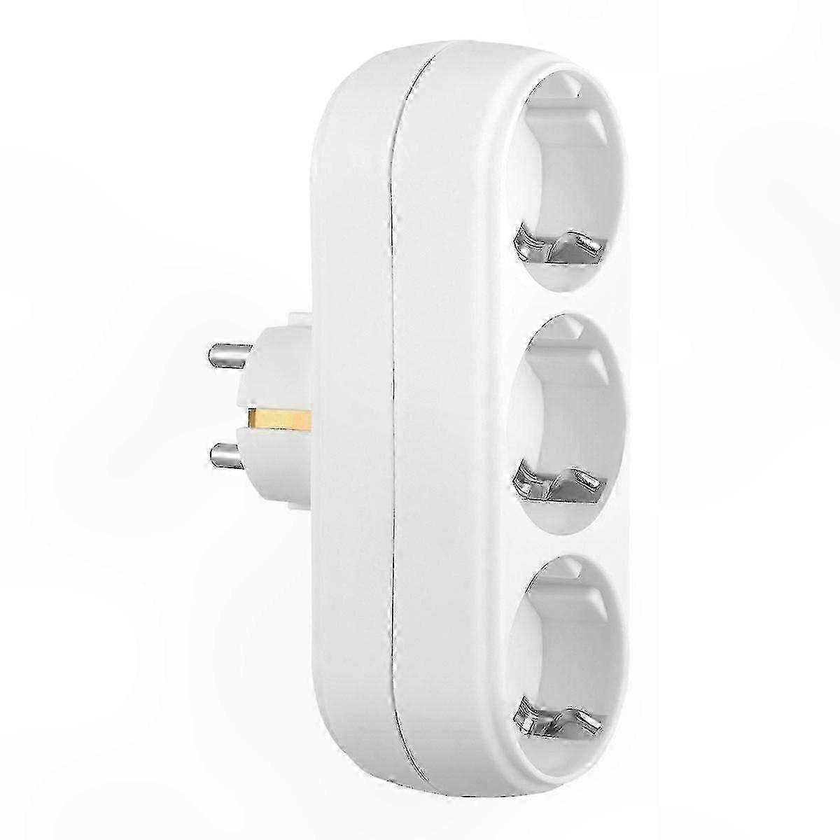 Triple Socket Adapter with EU Plug, Anti-Flame Heat-Resistant Panel, White Power Socket Solution 26-27s
